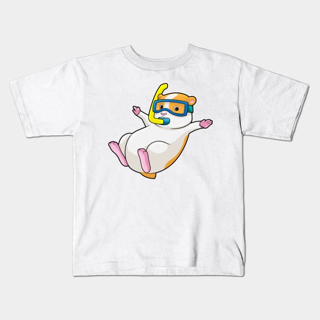 Hamster at Diving with Swimming goggles Kids T-Shirt by Markus Schnabel